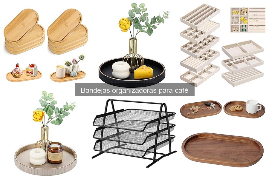 Comparativa de bandejas organizadoras para café: madera, metal y plástico