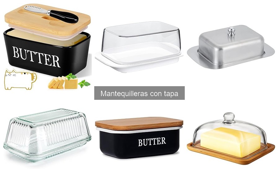 Comparativa de mantequilleras de cerámica y plástico con tapa