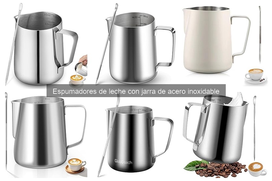 Precios de espumadores de leche con jarra de acero inoxidable